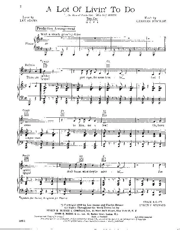 télécharger la partition d'accordéon A lot of livin' to do (De : Bye bye Birdie) au format PDF