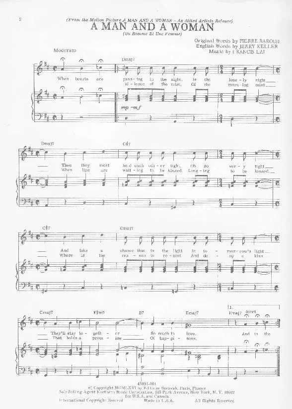 télécharger la partition d'accordéon A man and a woman (Une homme et une femme) (Slow Fox) au format PDF