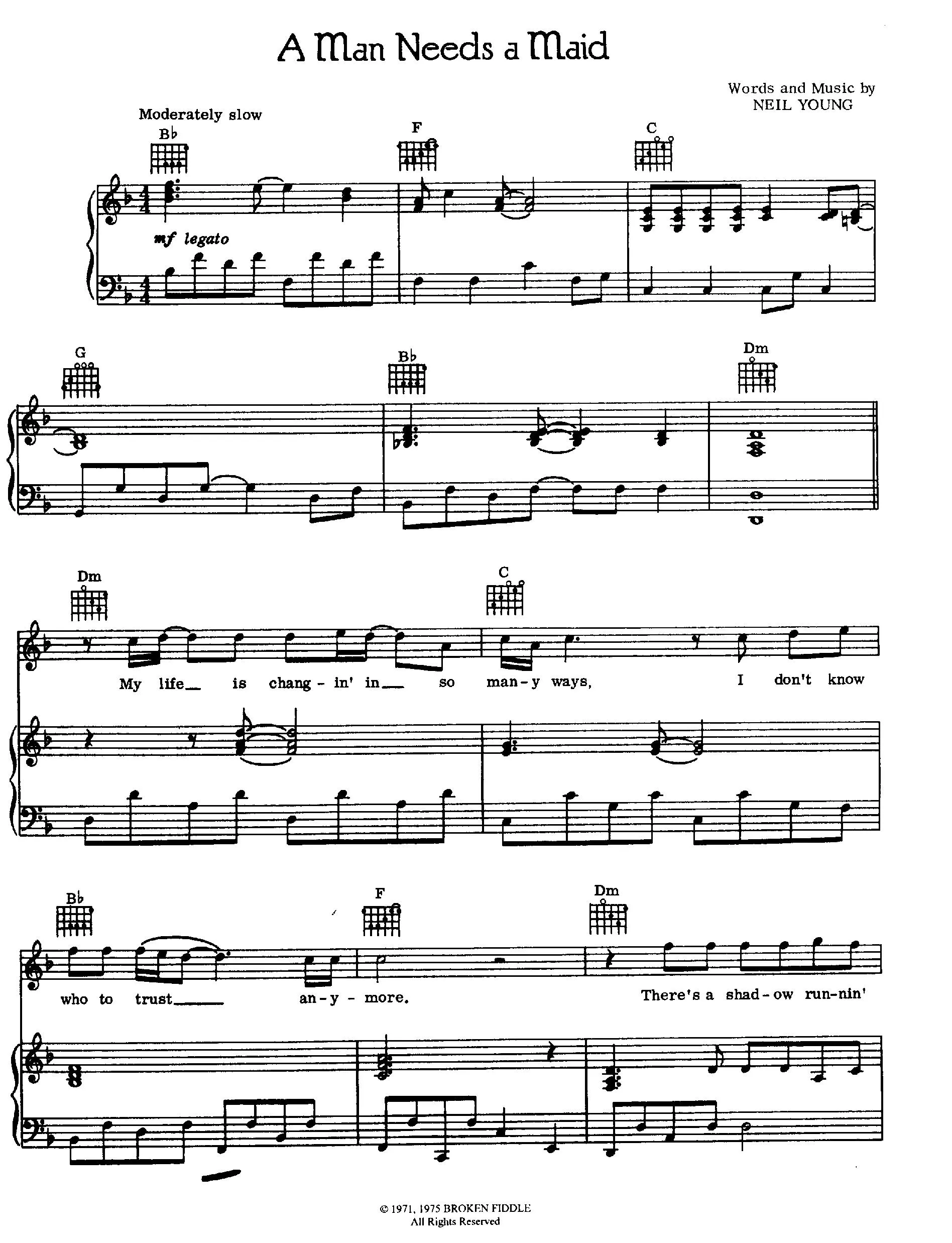 télécharger la partition d'accordéon A man needs a maid (Slow) au format PDF