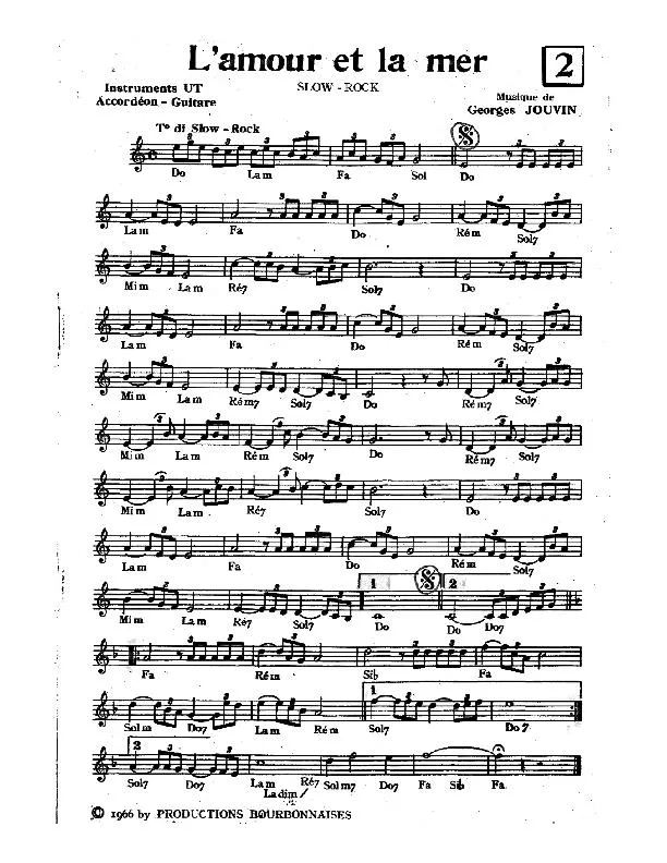télécharger la partition d'accordéon L'amour et la mer (Slow Rock) au format PDF
