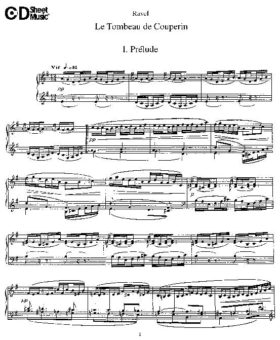 télécharger la partition d'accordéon Le Tombeau de Couperin (Piano) au format PDF