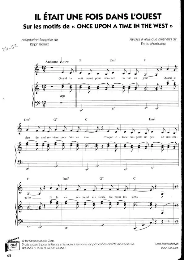 télécharger la partition d'accordéon Il était une fois dans l'ouest (Sur les motifs de : Once upon a time in the west) au format PDF