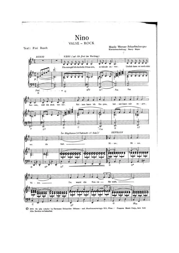 télécharger la partition d'accordéon Nino (Arrangement Clavier : Henry Mayer) (Valse Rock) au format PDF