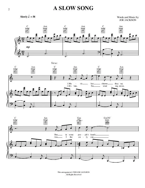 télécharger la partition d'accordéon A slow song au format PDF