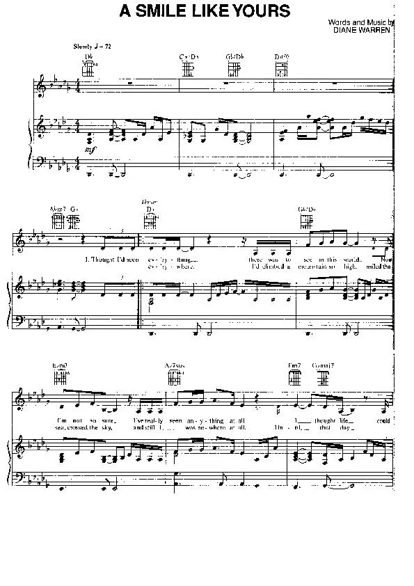 télécharger la partition d'accordéon A smile like yours (Interprète : Natalie Cole) (Slow) au format PDF