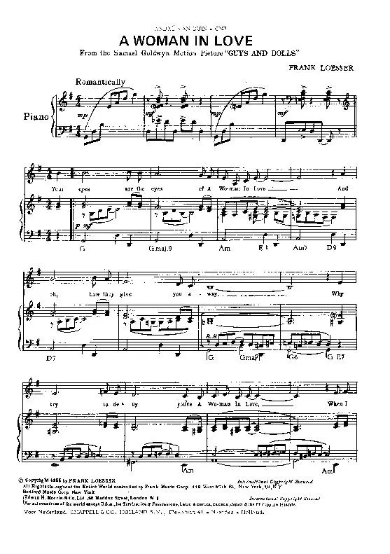télécharger la partition d'accordéon A woman in love (Extrait de : Guys and Dolls) (Interprète : André van Duin) (Slow Fox) au format PDF