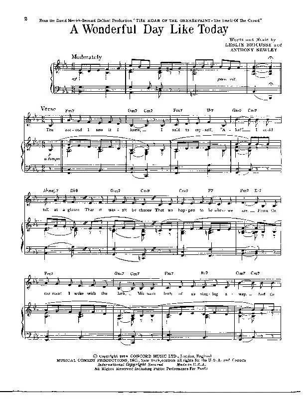télécharger la partition d'accordéon A wonderful day like today (Interprète: Matt Monro / Patti Page / Andy Williams) (Swing) au format PDF