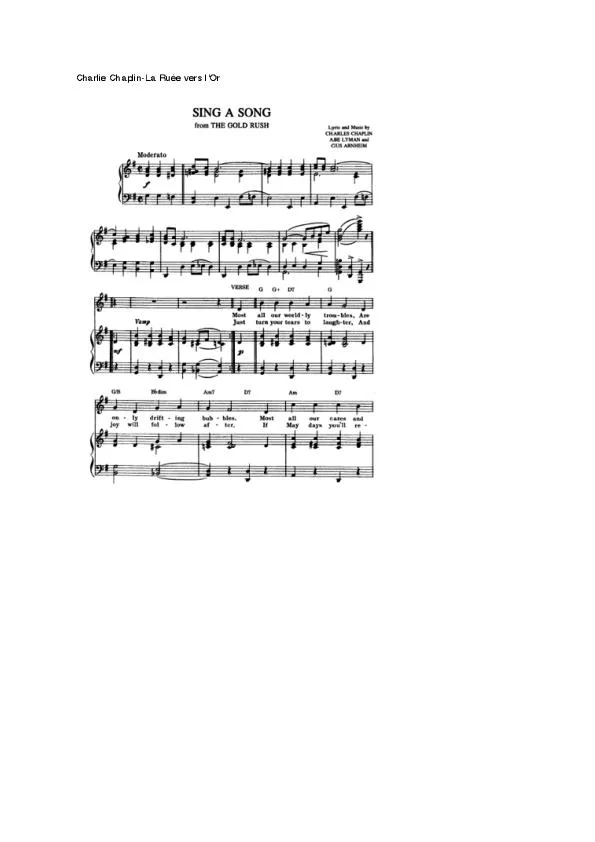 télécharger la partition d'accordéon Sing a Song (From : The gold rush) (La ruée vers l'or) au format PDF
