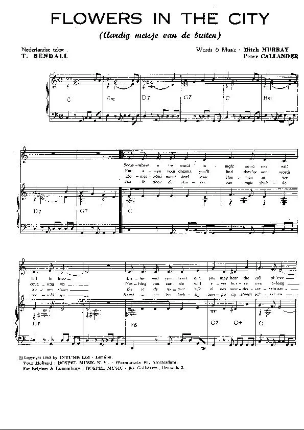 télécharger la partition d'accordéon Flowers in the city (Aardig meisje van de buite) (Interprète : Marc Dex) (Boléro) au format PDF