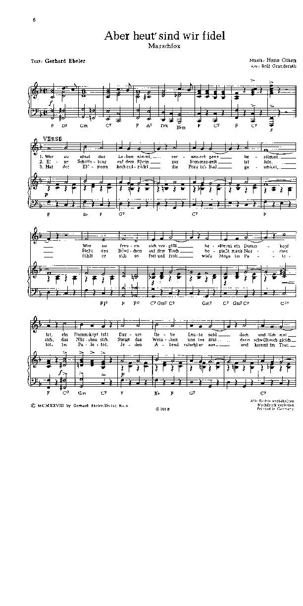 télécharger la partition d'accordéon Aber heut' sind wir fidel) (Arrangement : Rolf Granderath) (Fox Marche) au format PDF