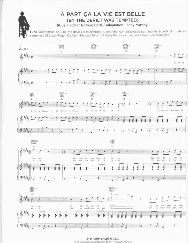 télécharger la partition d'accordéon À part ça la vie est belle (By the devil I was tempted) (Adaptation : Eddy Marnay) (Chant : Claude François) au format PDF
