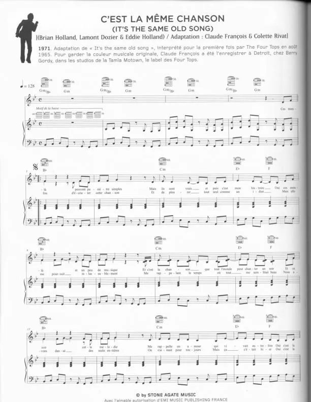 télécharger la partition d'accordéon C'est la même chanson (It's the same old song) (Adaptation : Claude François et Colette Rivat) au format PDF