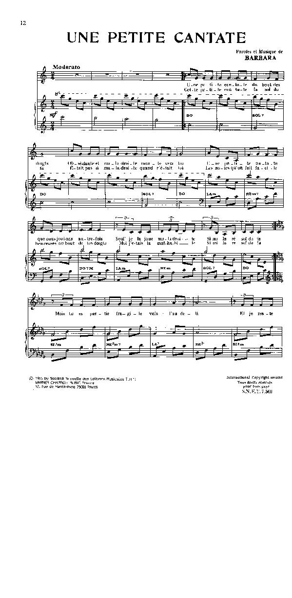 télécharger la partition d'accordéon Une petite cantate au format PDF