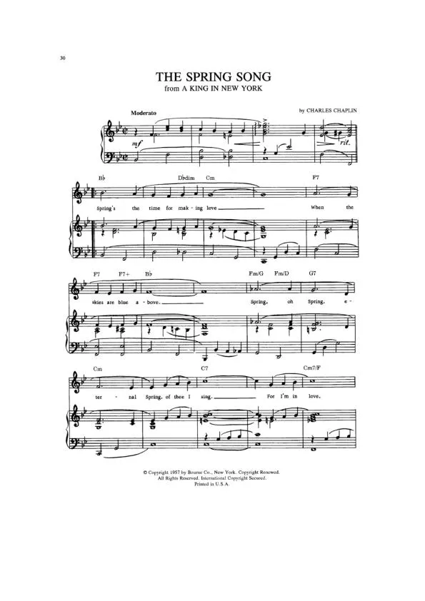 télécharger la partition d'accordéon The Spring Song (From : A King in New York) (Un roi à New York) au format PDF