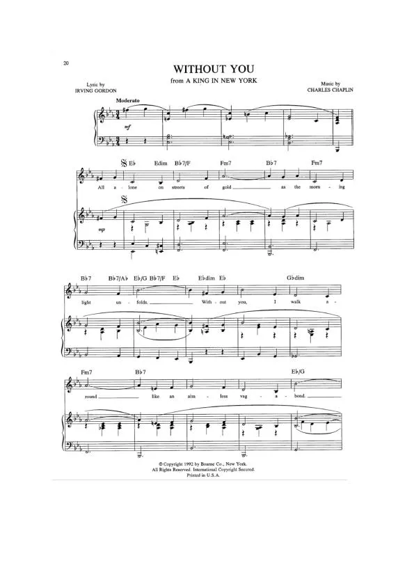 télécharger la partition d'accordéon Without You (From : A King in New York) (Un roi à New York) au format PDF