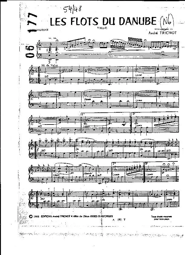 télécharger la partition d'accordéon Les Flots du Danube (Arrangement : André Trichot) (Valse Viennoise) au format PDF