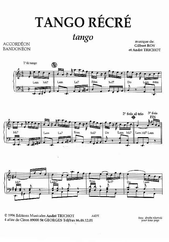 télécharger la partition d'accordéon Tango Récré au format PDF