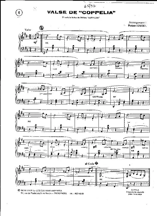 télécharger la partition d'accordéon Valse de Coppélia (Arrangement : Robert Engel) au format PDF