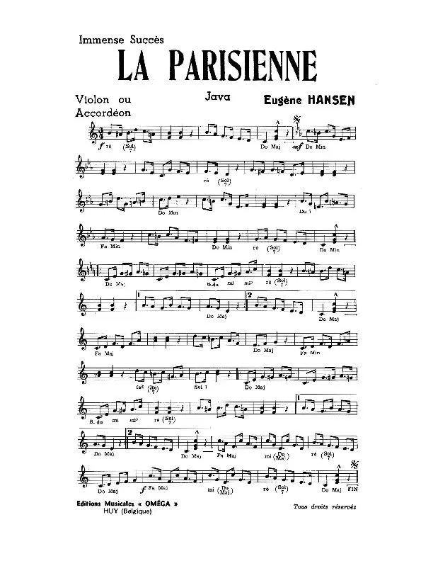 télécharger la partition d'accordéon La Parisienne (Java) au format PDF