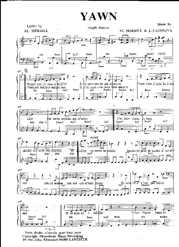 télécharger la partition d'accordéon Yawn (Shuffle Madison) au format PDF