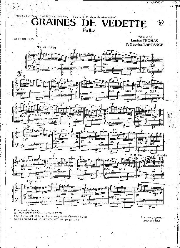 télécharger la partition d'accordéon Graines de Vedette (Polka) au format PDF