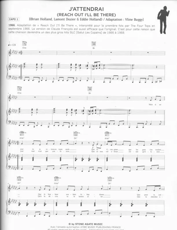 télécharger la partition d'accordéon J'attendrai (Reach Out I'll Be There) (Adaptation : Vline Buggy) (Chant : Claude François / The Four Tops) au format PDF
