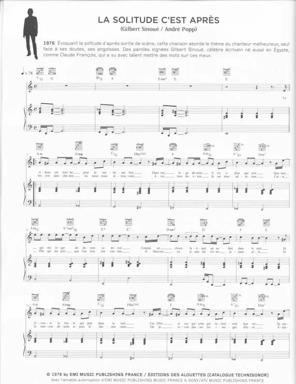 télécharger la partition d'accordéon La solitude c'est après (Chant : Claude François) au format PDF
