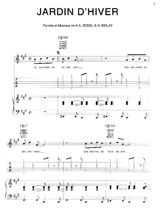 télécharger la partition d'accordéon Jardin d'hiver (Chant : Henri Salvador) au format PDF