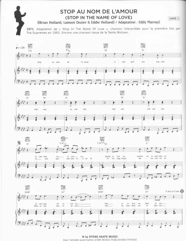 télécharger la partition d'accordéon Stop au nom de l'amour (Stop In The Name Of Love) (Adaptation : Eddy Marnay) (Chant : Claude François / The Supremes) au format PDF