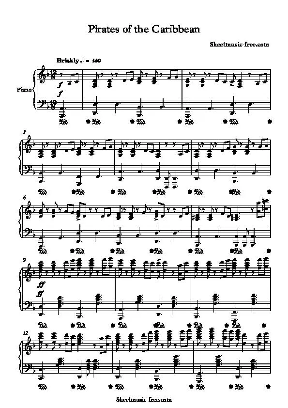 télécharger la partition d'accordéon Pirates of the caribbean (Arrangement : Jarrod Radnich) au format PDF