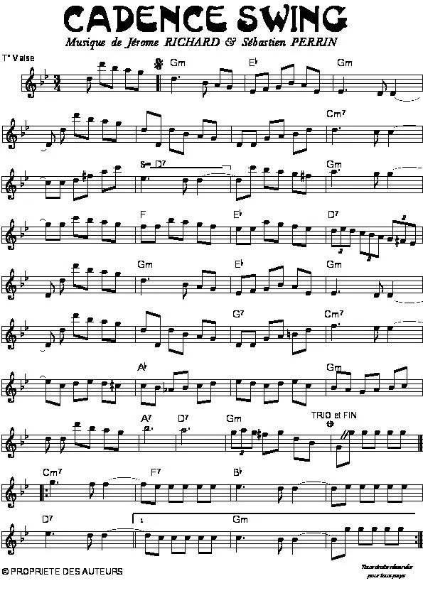 télécharger la partition d'accordéon Cadence Swing (Valse) au format PDF