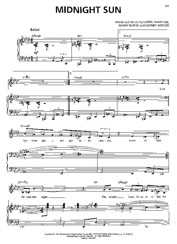 télécharger la partition d'accordéon Midnight sun (Interprète : Ella Fitzgerald) (Slow) au format PDF