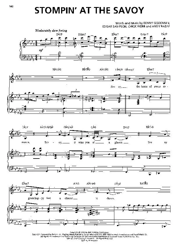 télécharger la partition d'accordéon Stompin' at the Savoy (Interprète : Ella Fitzgerald) (Medium Swing) au format PDF