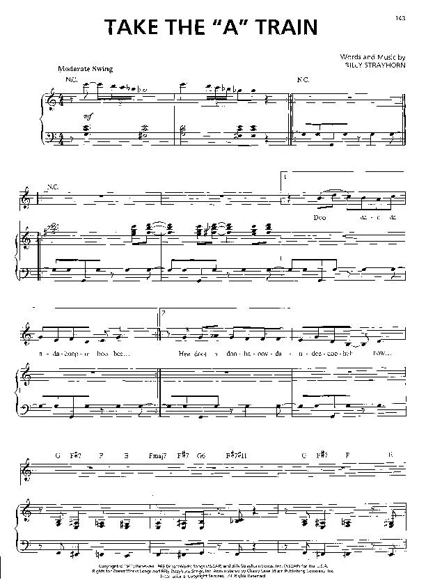télécharger la partition d'accordéon Take the A train (Interprète : Ella Fitzgerald) (Medium Swing) au format PDF