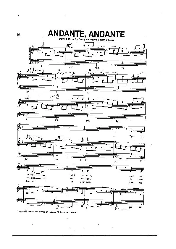 télécharger la partition d'accordéon Andante Andante (Interprète : Abba) (Slow Rock) au format PDF