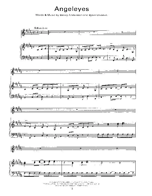 télécharger la partition d'accordéon Angel eyes (Interprète : Abba) (Disco Swing) au format PDF