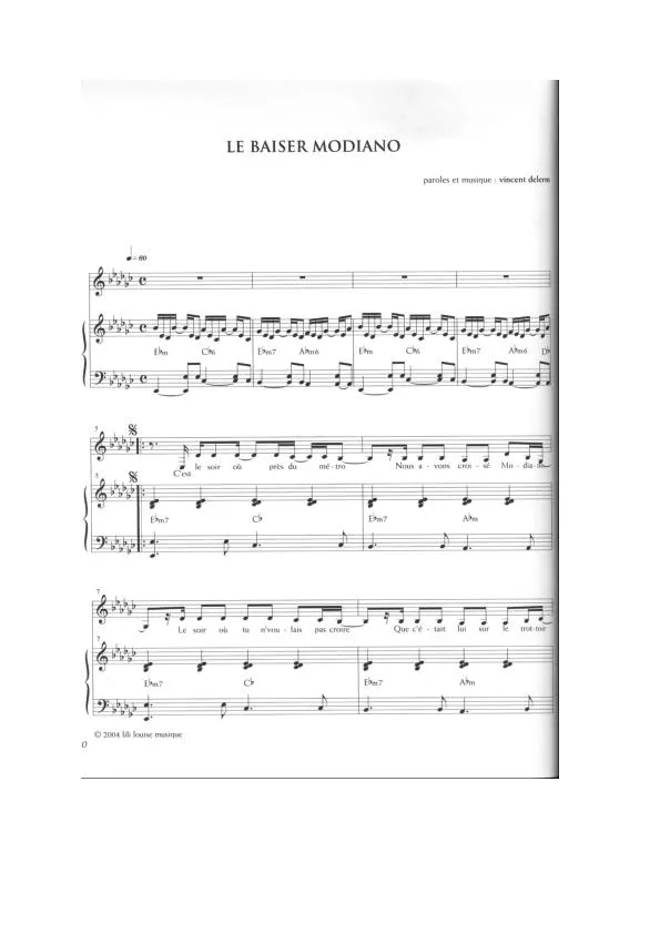 télécharger la partition d'accordéon Le Baiser Modiano au format PDF