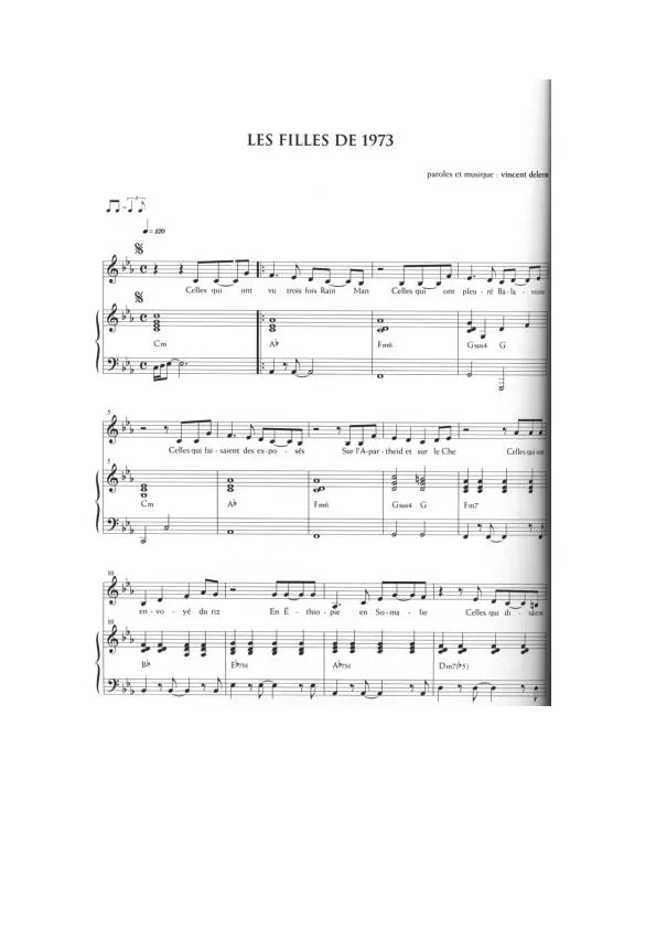 télécharger la partition d'accordéon Les Filles de 1973 au format PDF