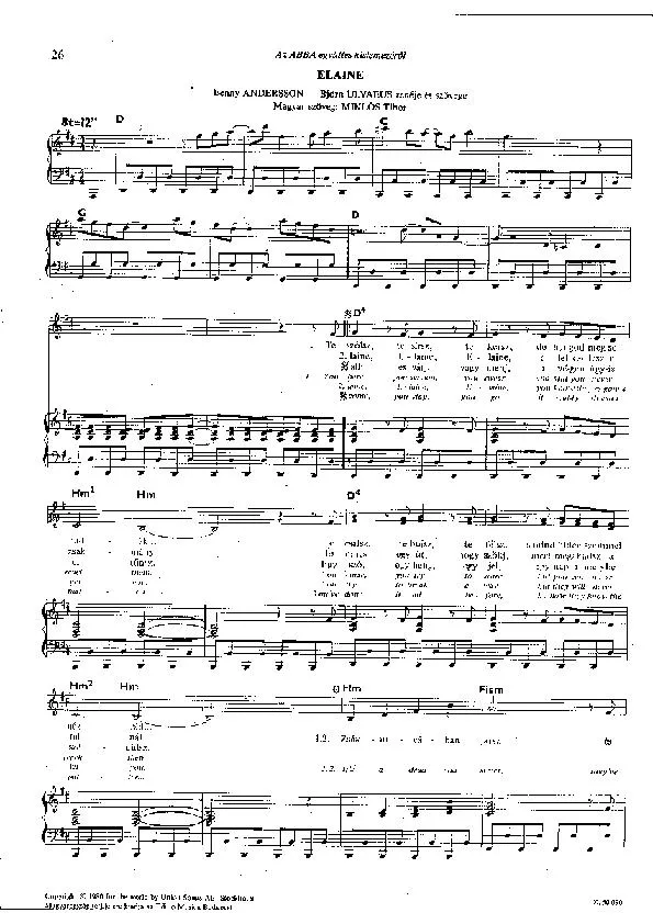 télécharger la partition d'accordéon Elaine (Arrangement : Miklos Tibor) (Interprète : Abba) (Disco) au format PDF
