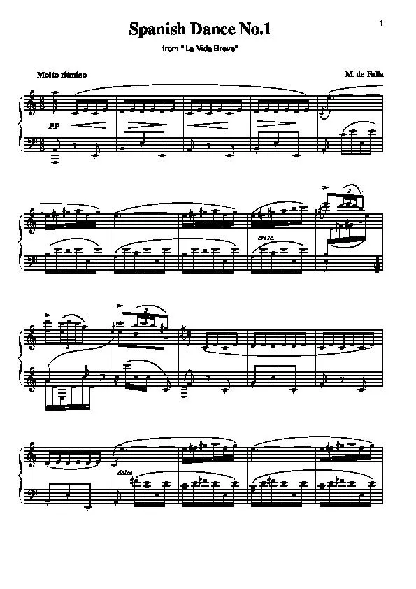 télécharger la partition d'accordéon Spanish Dance n°1 (From : La vida breve) au format PDF