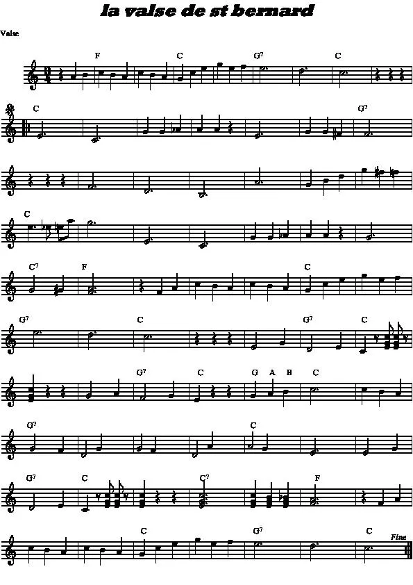 télécharger la partition d'accordéon St Bernard Waltz (La valse de Saint Bernard) au format PDF