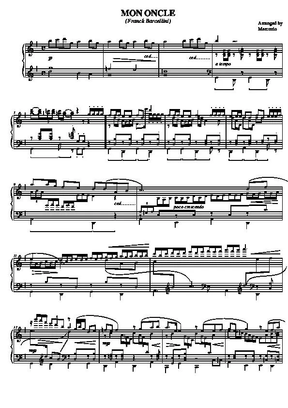 télécharger la partition d'accordéon Mon Oncle (Arrangement : Mercuzio) (Fox) (Piano) au format PDF