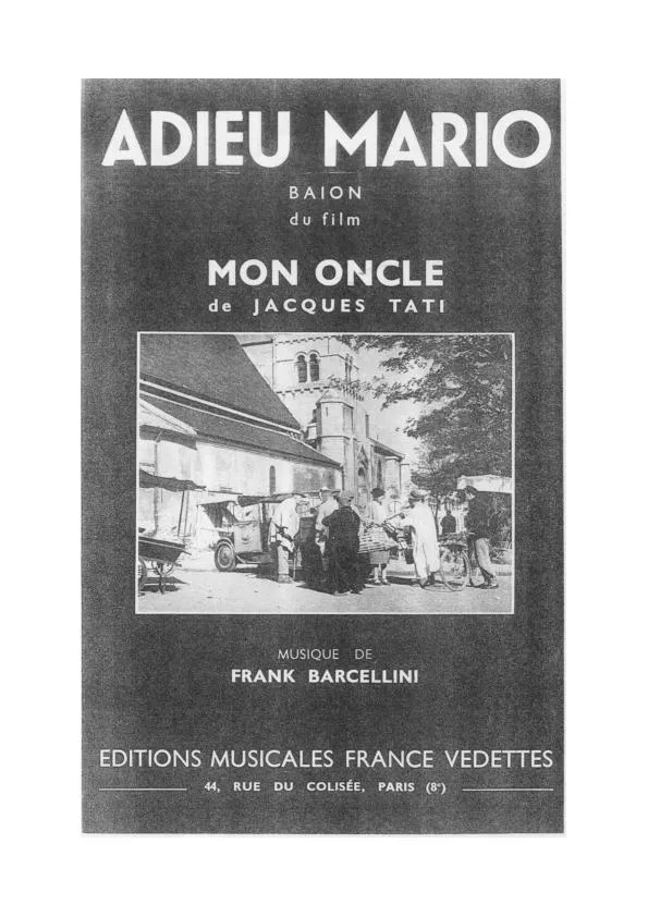 télécharger la partition d'accordéon Adieu Mario (Du film : Mon Oncle de Jacques Tati) (Baïon) au format PDF