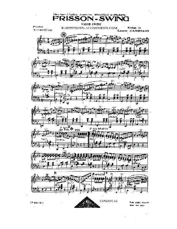 télécharger la partition d'accordéon Frisson Swing (Valse Swing) au format PDF