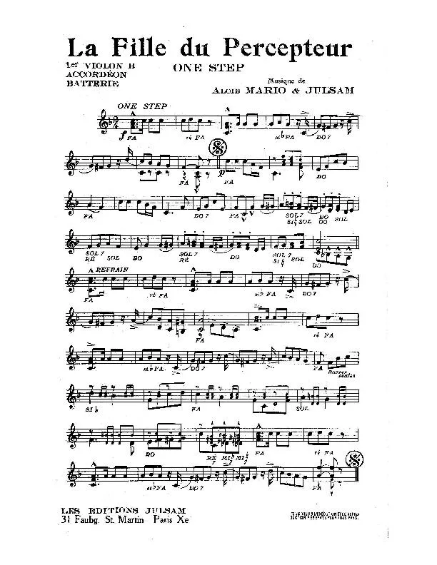 télécharger la partition d'accordéon La fille du percepteur (One Step) au format PDF