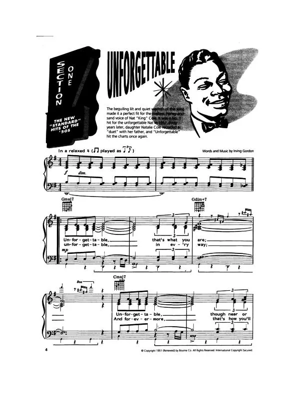 télécharger la partition d'accordéon Unforgettable (Interprète : Nat King Cole) au format PDF