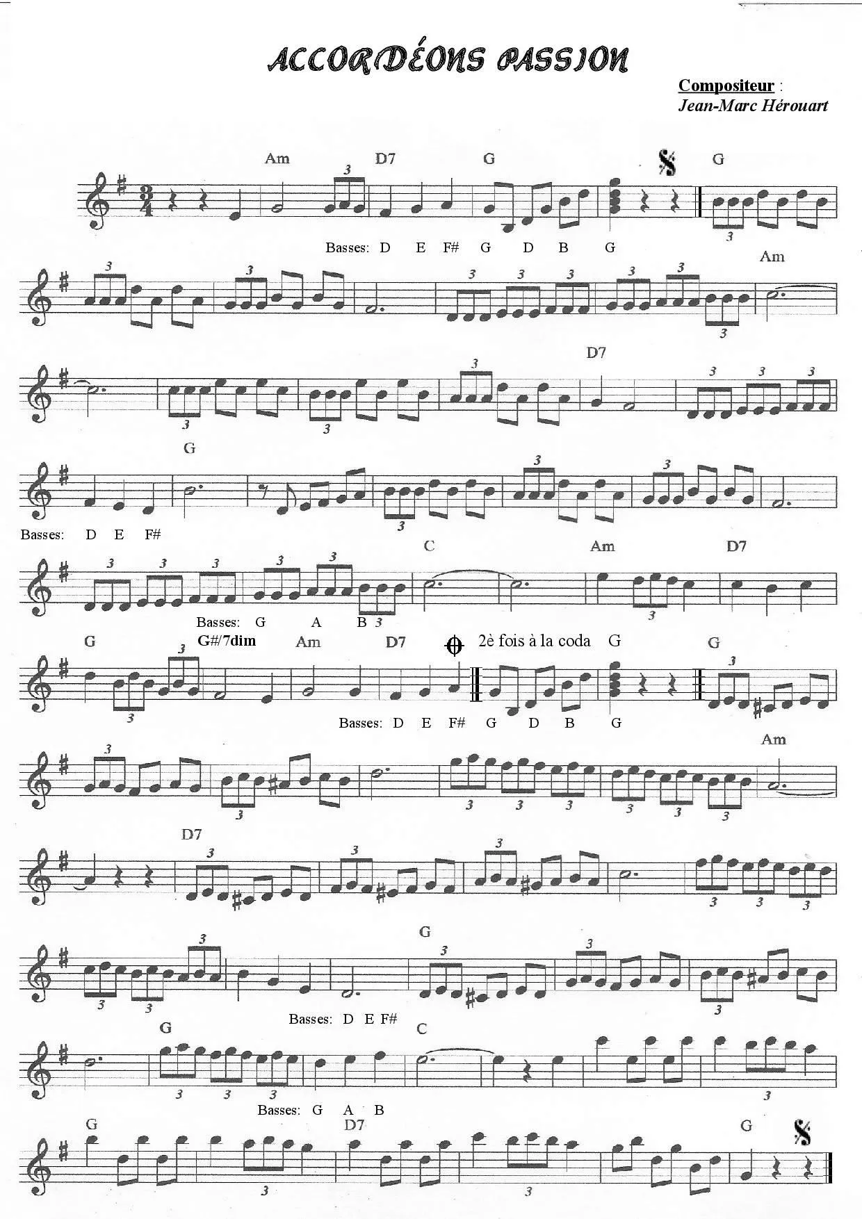 télécharger la partition d'accordéon Accordéons Passion (Valse Musette) au format PDF
