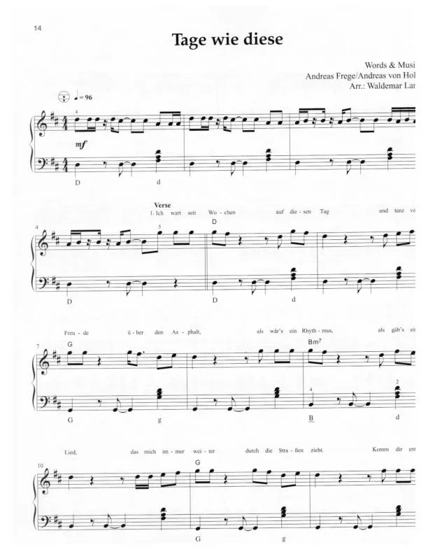 télécharger la partition d'accordéon Tage wie diese (Arrangement : Waldemar Lang) au format PDF
