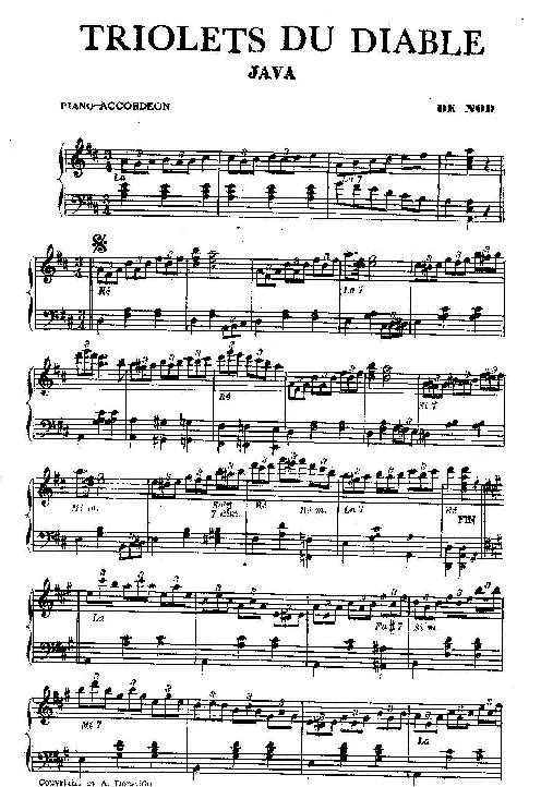 télécharger la partition d'accordéon Triolets du diable + La valse promise (Java Variations + Valse) au format PDF