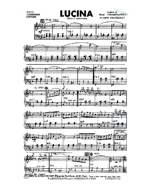 télécharger la partition d'accordéon Lucina (Valse à Variations) au format PDF